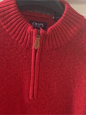 XXL Chaps Men's Red Zip Mock Neck Sweater